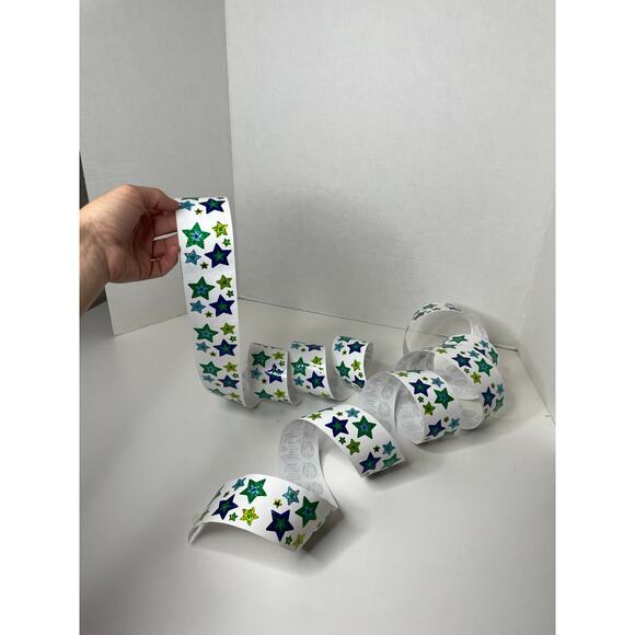 Vintage Sandylion Sticker Roll 55+ Square Sheets Blue Green Stars Open Mod - Picture 3 of 4